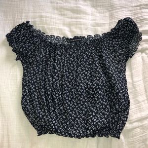 Brandy Melville Navy Blue Flower Top